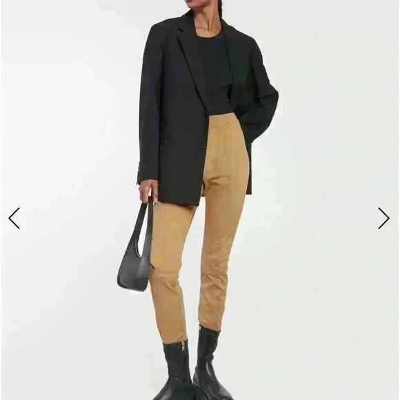 MaxMara Leisure Ebe faux suede slim pant trouser new blue size small - Picture 2 of 7